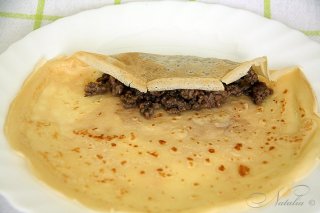 блины с мясом