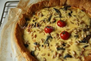 Быстрый киш с грибами и пореем