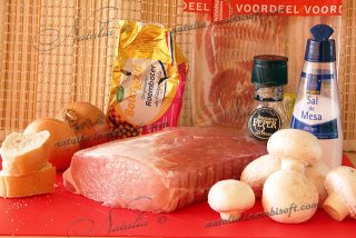 рулет из свинины с грибами